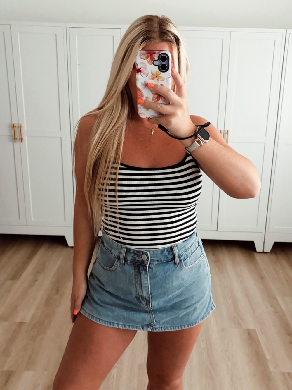Black and white striped body suit